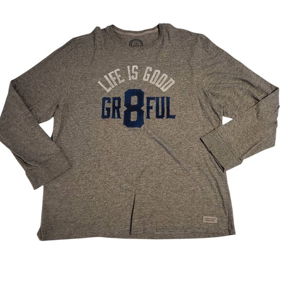 Life Is Good Long Sleeve T-Shirt "GR8FUL" Grateful Gray Heavyweight Mens XL - Picture 1 of 11